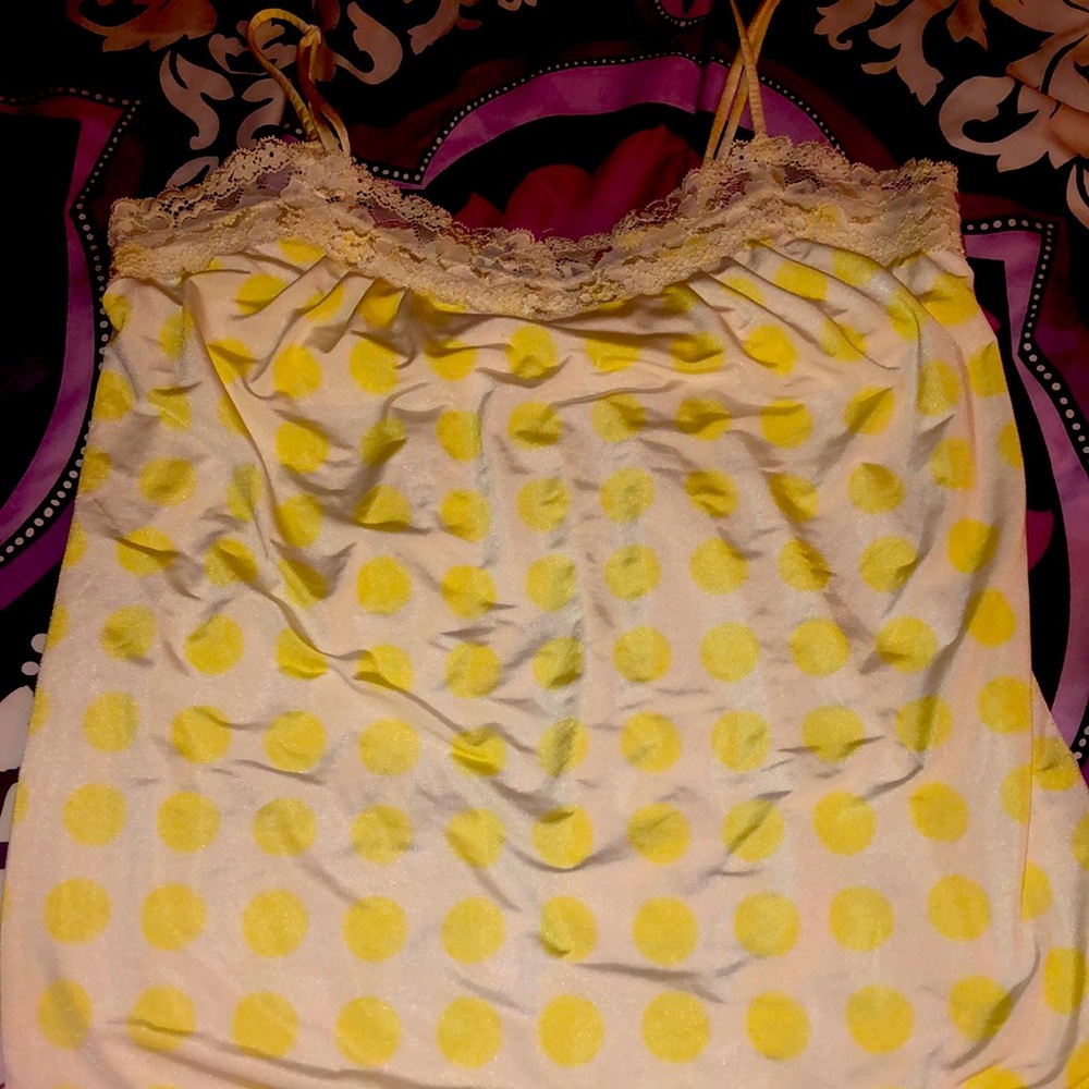 Silky polka dot spaghetti strap